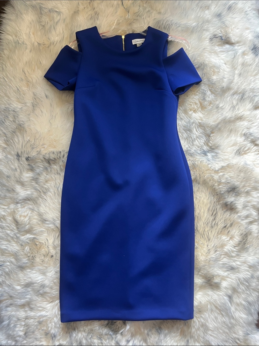 STUNNING Calvin Klein Cobalt Blue Cold-Shoulder Midi Dress